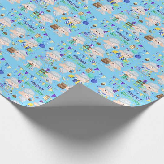 Happy Birthday Little Lamb Boy Cadeaupapier (Hoek)