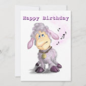 Happy Birthday - Little Lamb met Bell - voeg naam  (Voorkant)
