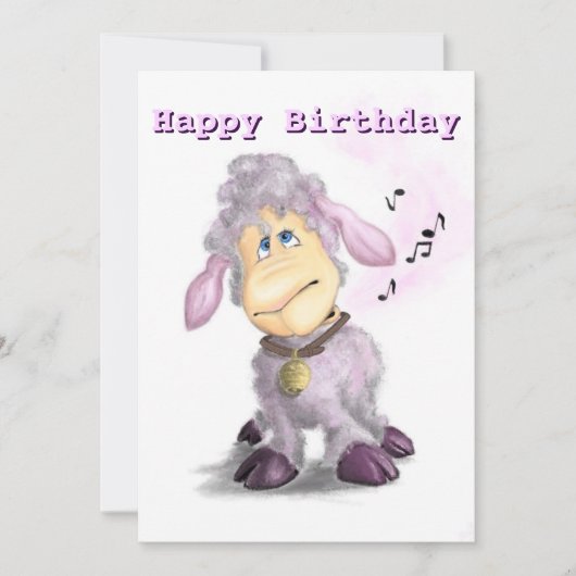 Happy Birthday - Little Lamb met Bell - voeg naam  (Voorkant)