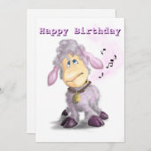 Happy Birthday - Little Lamb met Bell - voeg naam  (Voorkant / Achterkant)