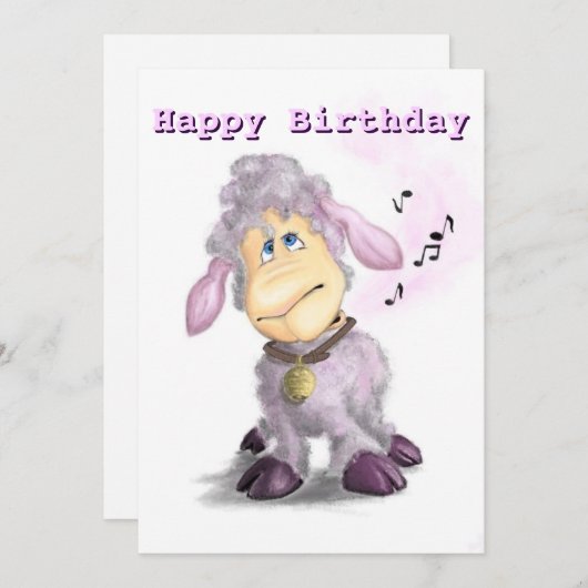 Happy Birthday - Little Lamb met Bell - voeg naam  (Voorkant / Achterkant)