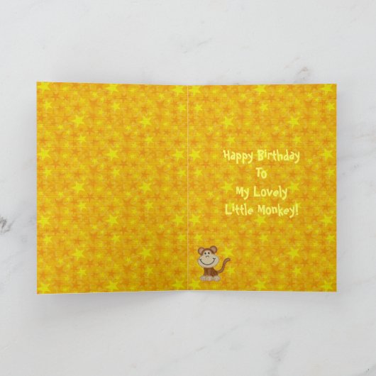 Happy Birthday Little Monkey Kaart (Binnen)