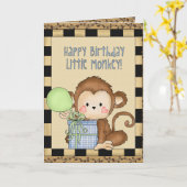 Happy Birthday Little Monkey wenskaart Kaart (Gele Bloem)