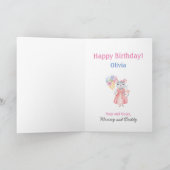 Happy Birthday Little Mouse in roze Kaart (Binnen)