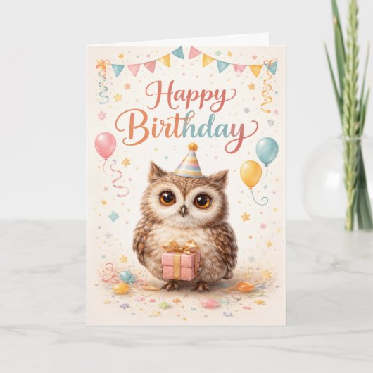 Happy Birthday Little Owl  Kaart (Voorkant)