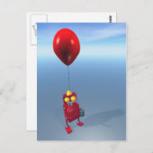 Happy Birthday Little Red Robot Briefkaart (Voorkant / Achterkant)