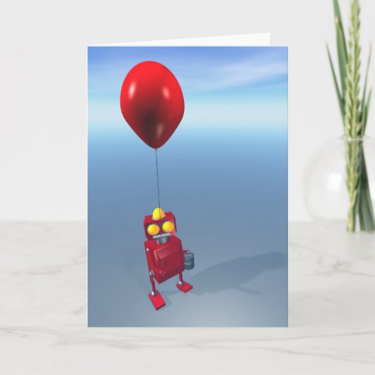 Happy Birthday Little Red Robot Kaart (Voorkant)