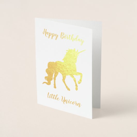 Happy Birthday Little Unicorn Gold Folie Kaarten (Voorkant)
