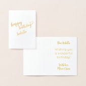 HAPPY BIRTHDAY LIVE HEART CUSTOM GOLD CALLIGRAPHY FOLIE KAARTEN (Display)
