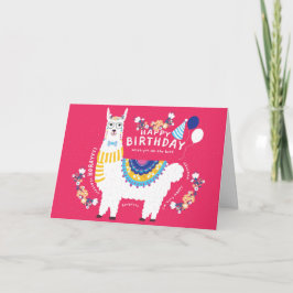 Happy Birthday Llama Hot Pink Kaart