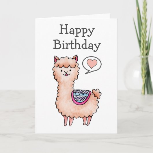 Happy Birthday Llama Kaart (Voorkant)
