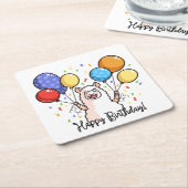 Happy Birthday Llama Kartonnen Onderzetters (Schuin)