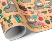 Happy Birthday Llama Pattern Cadeaupapier (Rol Hoek)
