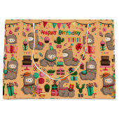 Happy Birthday Llama Pattern Groot Cadeauzakje (Voorkant)