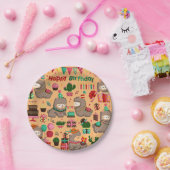 Happy Birthday Llama Pattern Papieren Bordje (Feest)