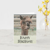 Happy Birthday Llama - Verjaardag Kaart (Gele Bloem)