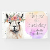 Happy Birthday Llama Wildflower  Dier Kind Spandoek (Horizontaal)