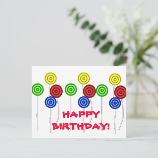 Happy Birthday lollipops Briefkaart (Staand voorkant)