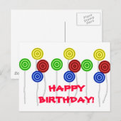 Happy Birthday lollipops Briefkaart (Voorkant / Achterkant)