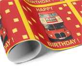 Happy Birthday London Bus Wrap Cadeaupapier (Rol Hoek)
