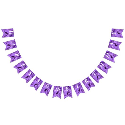 Happy Birthday Lone Black Crow in Trees Purple Sky Vlaggetjes (Alle)