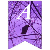 Happy Birthday Lone Black Crow in Trees Purple Sky Vlaggetjes (Tweede vlag)