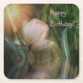 Happy Birthday Lotus Reflection Paper Coaster Kartonnen Onderzetters (Voorkant)