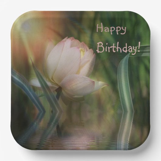 Happy Birthday Lotus Reflection Papieren Bordje (Voorkant)