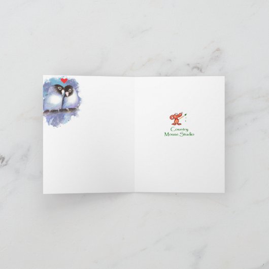 Happy Birthday Love Blue Lovebirds Vogelkunst Bedankkaart (Binnen)