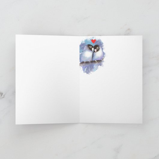 Happy Birthday Love Blue Lovebirds Vogelkunst Feestdagen Kaart (Binnen)