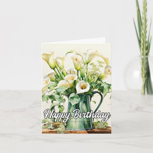 Happy Birthday Lovely Calla Lilies Flowers Kaart (Voorkant)