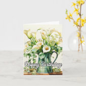 Happy Birthday Lovely Calla Lilies Flowers Kaart (Gele Bloem)