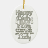 ***HAPPY BIRTHDAY LOVELY LADY** KERAMISCH ORNAMENT (Voorkant)
