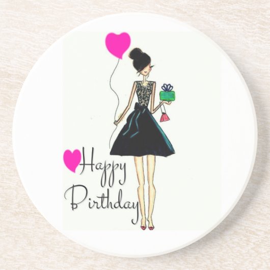 ***HAPPY BIRTHDAY LOVELY LADY** ZANDSTEEN ONDERZETTER (Voorkant)