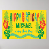 Happy Birthday Luau Tropical Poster (Voorkant)