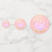 Happy Birthday Lucky Pink Clover Confetti (Voorkanten)