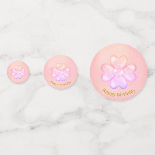 Happy Birthday Lucky Pink Clover Confetti (Voorkanten)