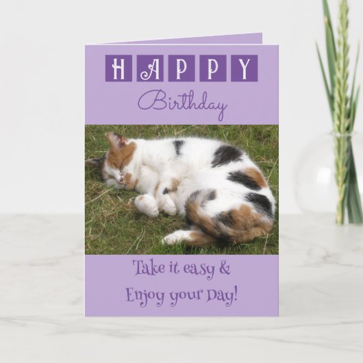 Happy Birthday maakt een makkelijke kattenfoto paa Kaart (Voorkant)