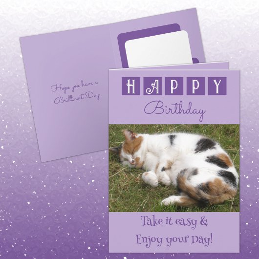 Happy Birthday maakt een makkelijke kattenfoto paa Kaart