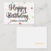 Happy Birthday maakt een WISH met kleurrijke Confe Notitiekaartje (Voorkant / Achterkant)