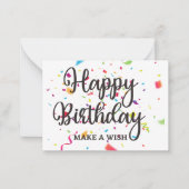 Happy Birthday maakt een WISH met kleurrijke Confe Notitiekaartje (Voorkant)
