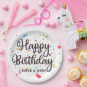 Happy Birthday maakt een WISH met kleurrijke Confe Papieren Bordje (Feest)