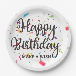 Happy Birthday maakt een WISH met kleurrijke Confe Papieren Bordje