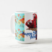 Happy Birthday Macaw Oranje Poppy Womans Name Mok (Voorkant links)