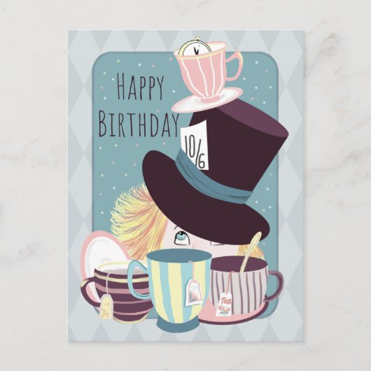 Happy Birthday Mad Hatter Tea Party Briefkaart (Voorkant)