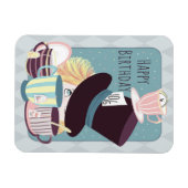 Happy Birthday Mad Hatter Tea Party Briefkaart Magneet (Horizontaal)