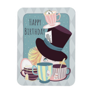 Happy Birthday Mad Hatter Tea Party Briefkaart Magneet