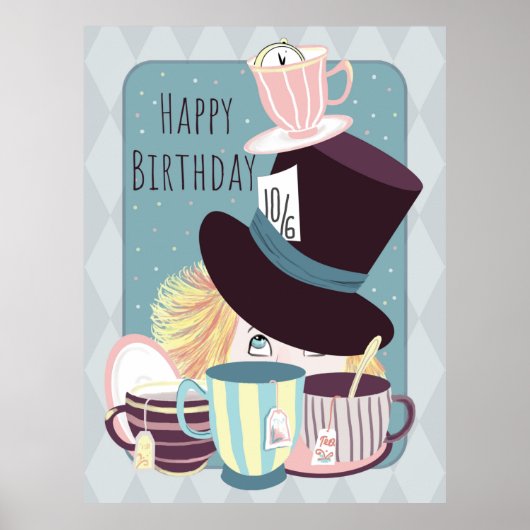 Happy Birthday Mad Hatter Tea Party Poster (Voorkant)