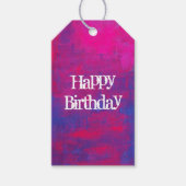 Happy Birthday Magenta en Blue Abstract schilderen Cadeaulabel (Voorkant)