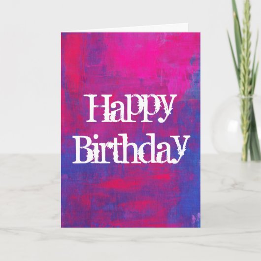 Happy Birthday Magenta en Blue Abstract schilderen Kaart (Voorkant)
